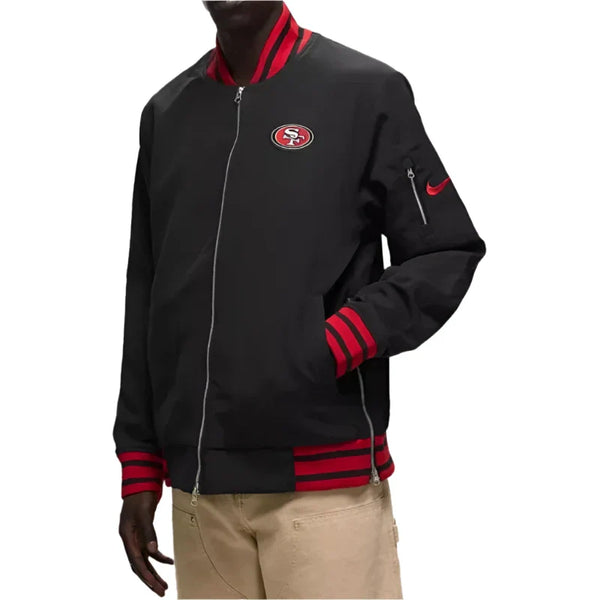 San Francisco 49ers Sideline Coach Full Zip Bomber Jacket