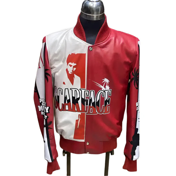 Scarface Red & White Leather Jacket