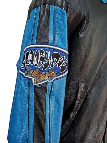 Men Black and Blue Scooby Doo Leather Jacket