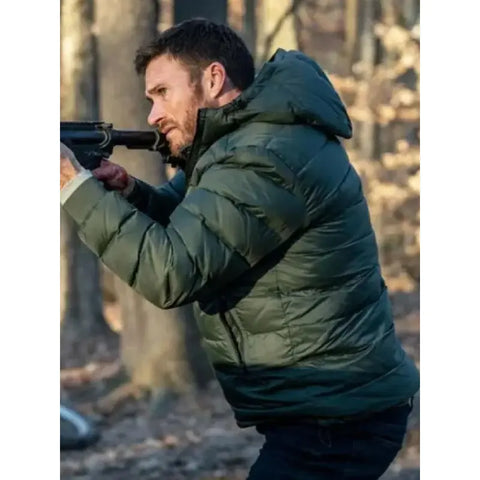 Scott Eastwood Alarum 2025 Green Puffer Jacket