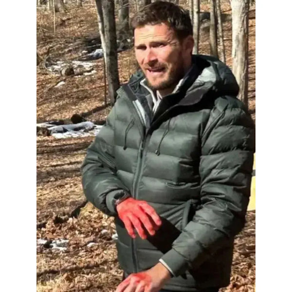 Scott Eastwood Alarum 2025 Green Puffer Jacket