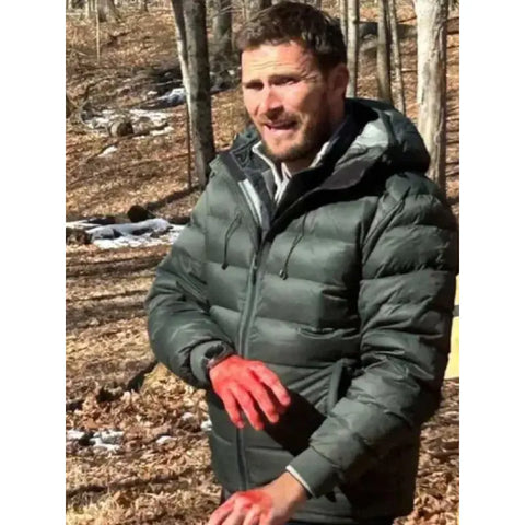 Scott Eastwood Alarum 2025 Green Puffer Jacket