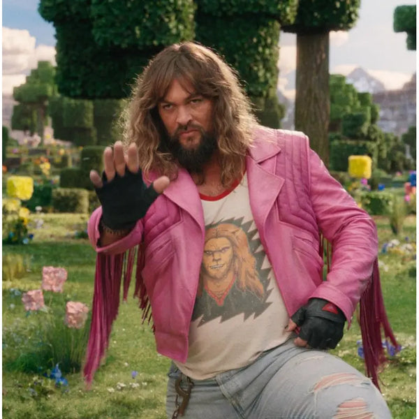 Jason Momoa Minecraft Movie Pink Leather Jacket