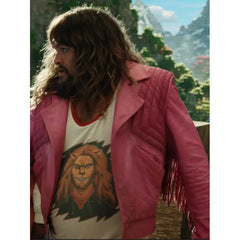 Jason Momoa Minecraft Movie Pink Leather Jacket