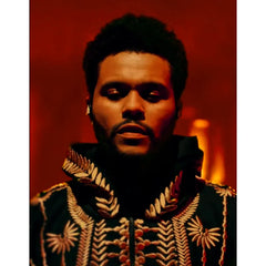 Hurry Up Tomorrow The Weeknd Golden Embroidered Hooded Coat