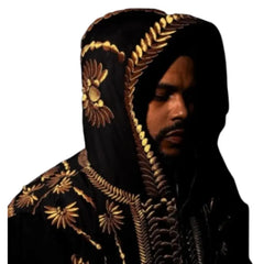 Hurry Up Tomorrow The Weeknd Golden Embroidered Hooded Coat
