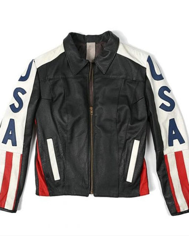 Selena Gomez USA Flag Leather Jacket