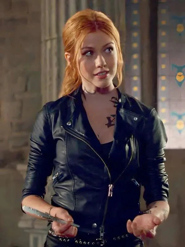 Clary Fray Shadowhunters S03 Black Leather Jacket