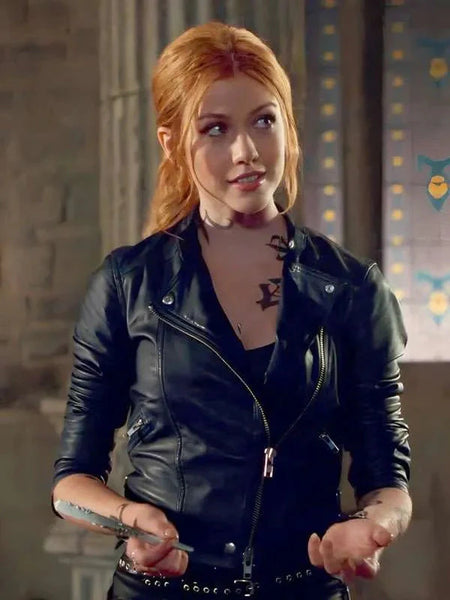 Clary Fray Shadowhunters S03 Black Leather Jacket