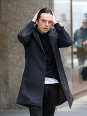 Sharper 2023 Sebastian Stan Gray Coat