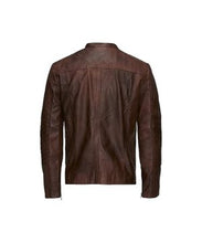 Mens Waxed Sheepskin Leather Jacket Camel Brown