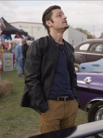 Shifting Gears 2024 Tyler Hynes Black Leather Jacket