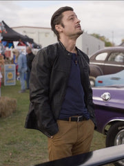 Shifting Gears 2024 Tyler Hynes Black Leather Jacket