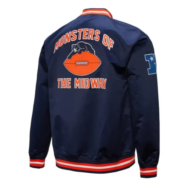 Chicago Bears Double Down Navy Satin Jacket