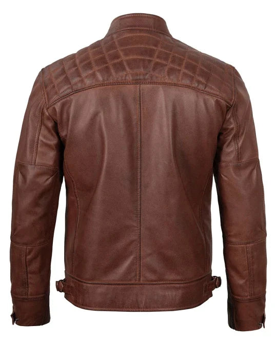 Jack Brown Cafe Racer Quilted Leather Jacket
