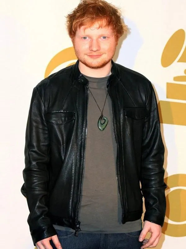 Ed Sheeran Black Bomber Leather Jacket