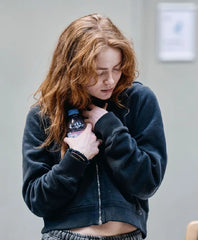 Sadie Sink Cropped Black Hoodie