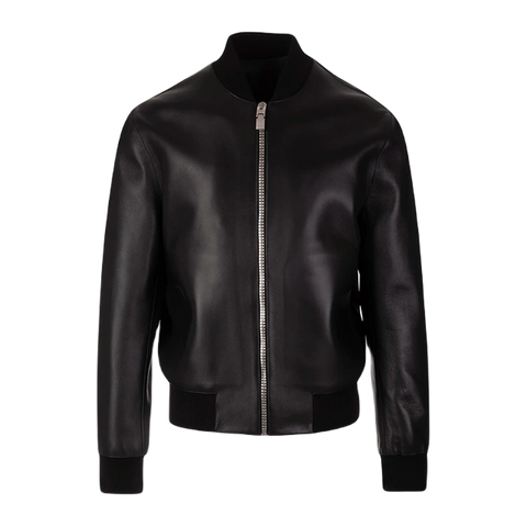 Plain Leather Bomber Jacket Women, Black