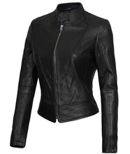 Women’s Cafe Racer Black Real Leather Jacket