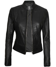 Women’s Cafe Racer Black Real Leather Jacket