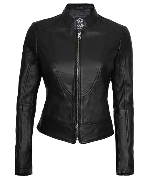 Women’s Cafe Racer Black Real Leather Jacket