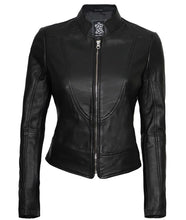 Women’s Cafe Racer Black Real Leather Jacket