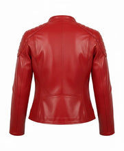 Womens Slim Fit Red Biker Jacket