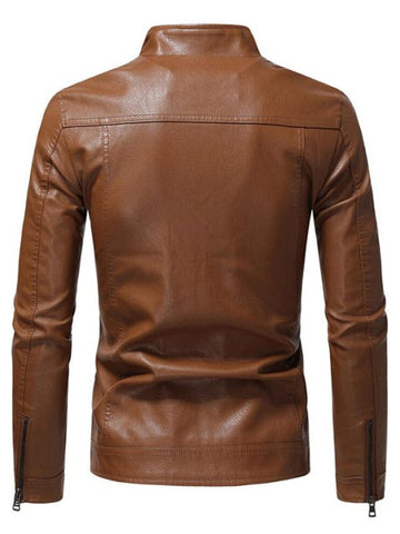 Slim Fit Style Brown Leather Jacket Men
