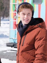 Snow Day 2022 Hal Brandston Orange Puffer Jacket