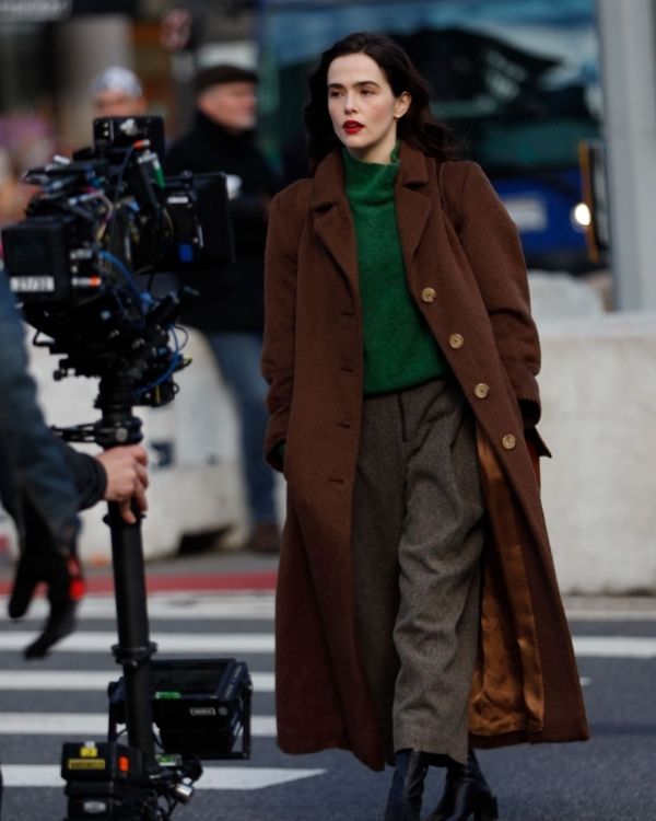 Zoey Deutch Something from Tiffany? Brown Coat