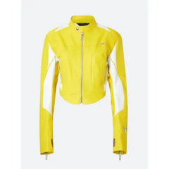 SpongeBob Dua Lipa Yellow Leather Jacket