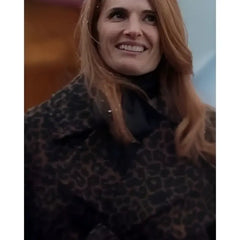 Murder in a Small Town Stana Katic Brown Print Coat