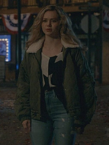 Stargirl Season 3 Brec Bassinger Quilted Green Jacket