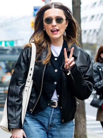 Aimee Lou Wood Black Leather Jacket