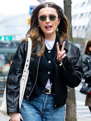Aimee Lou Wood Black Leather Jacket