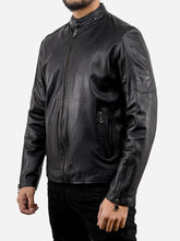 Alfredo Black Cafe Racer Vintage Leather Jacket