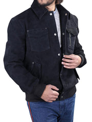 Ralph Bomber Black Suede Leather Jacket