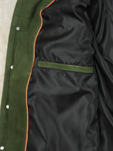 Nicholas Suede Green Trucker Leather Jacket