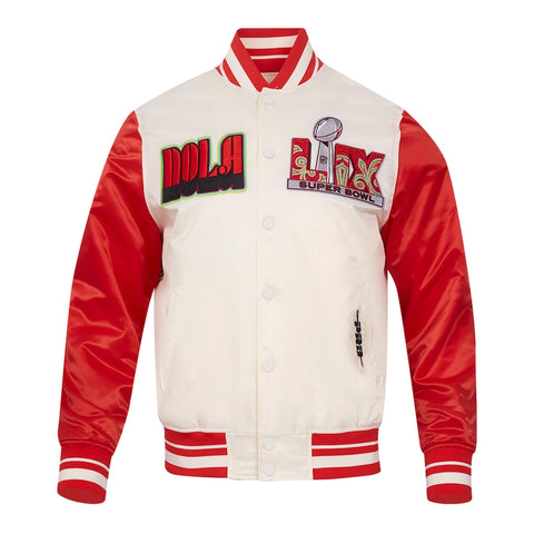 Super Bowl LIX Pro Standard Cream Sublimated Satin Full-Snap Jacket