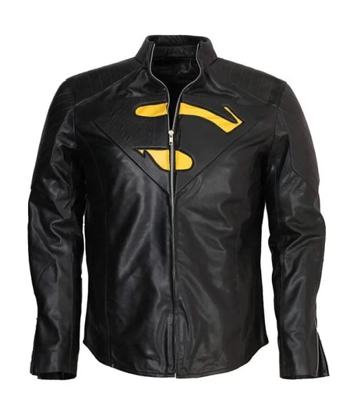 Superman Smallville Black Leather Jacket Cosplay Costume
