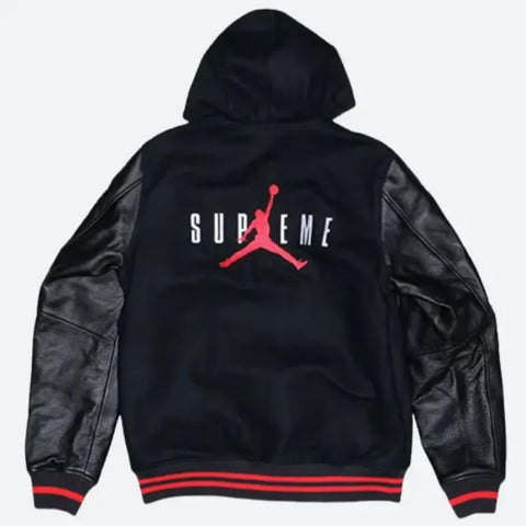 Supreme X Jordan Black Varsity Jacket
