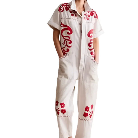 Sweet Magnolias S04 Caroline Lagerfelt Red Floral Jumpsuit