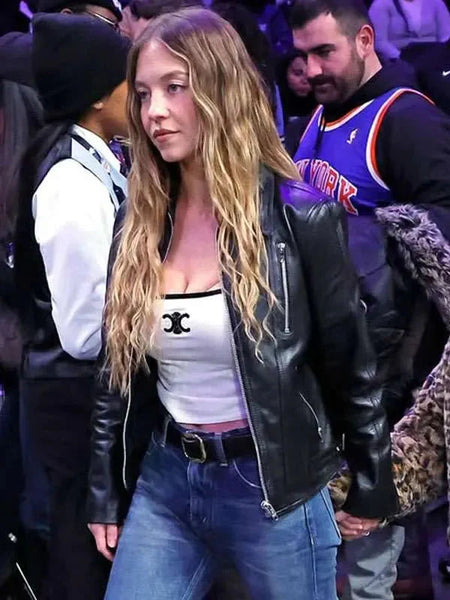 NBA Game 2025 Sydney Sweeney Leather Jacket