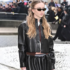 Sydney Sweeney Paris Fashion Week Leather Jacket