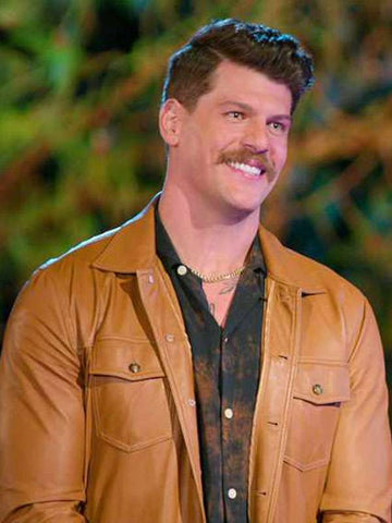 Battle Camp 2025 Taylor Lewan Brown Leather Jacket
