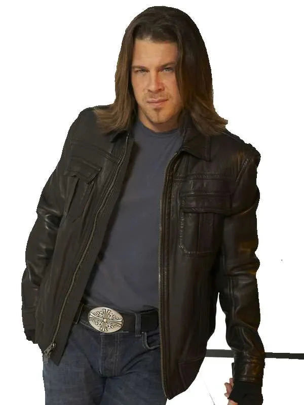 Eliot Spencer Leverage Redemption Black Leather Jacket