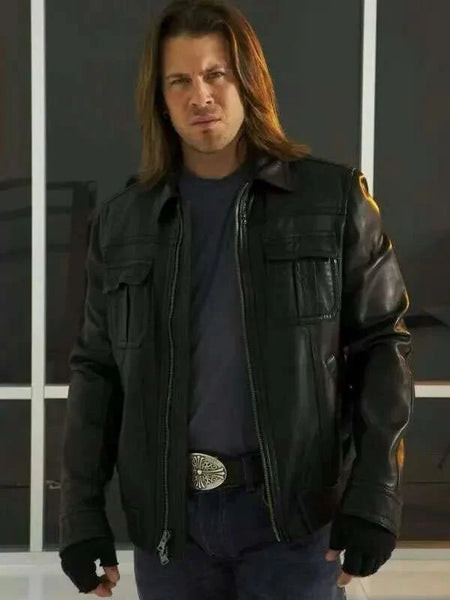 Eliot Spencer Leverage Redemption Black Leather Jacket