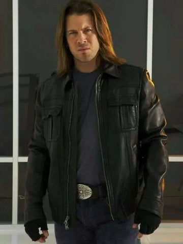 Eliot Spencer Leverage Redemption Black Leather Jacket