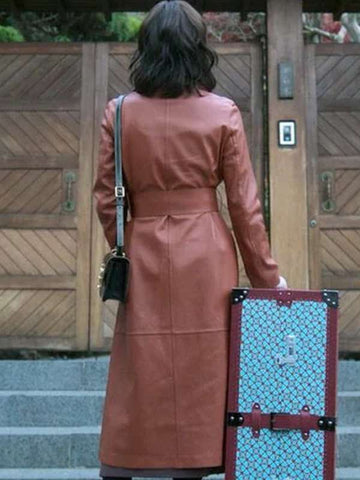 Seo Hyeon-jin The Trunk S01 Brown Leather Coat
