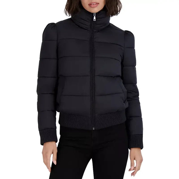 Tahari Cole Quilted Black Puffer Jacket